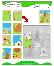 Puzzle Kes Yapıştır Çalışma Sayfaları